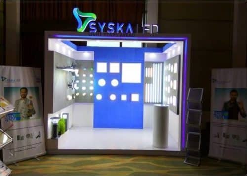 syska led stall design in led expo delhi